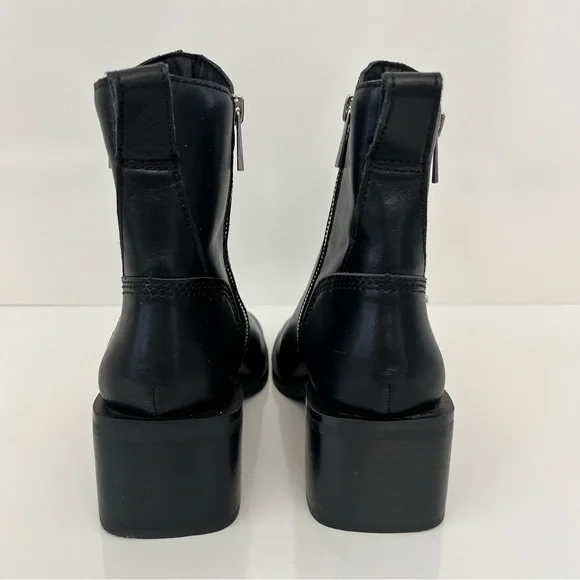 STEVE MADDEN Ruthy Block Heel Leather Boots in Black NEW - Picture 10 of 13
